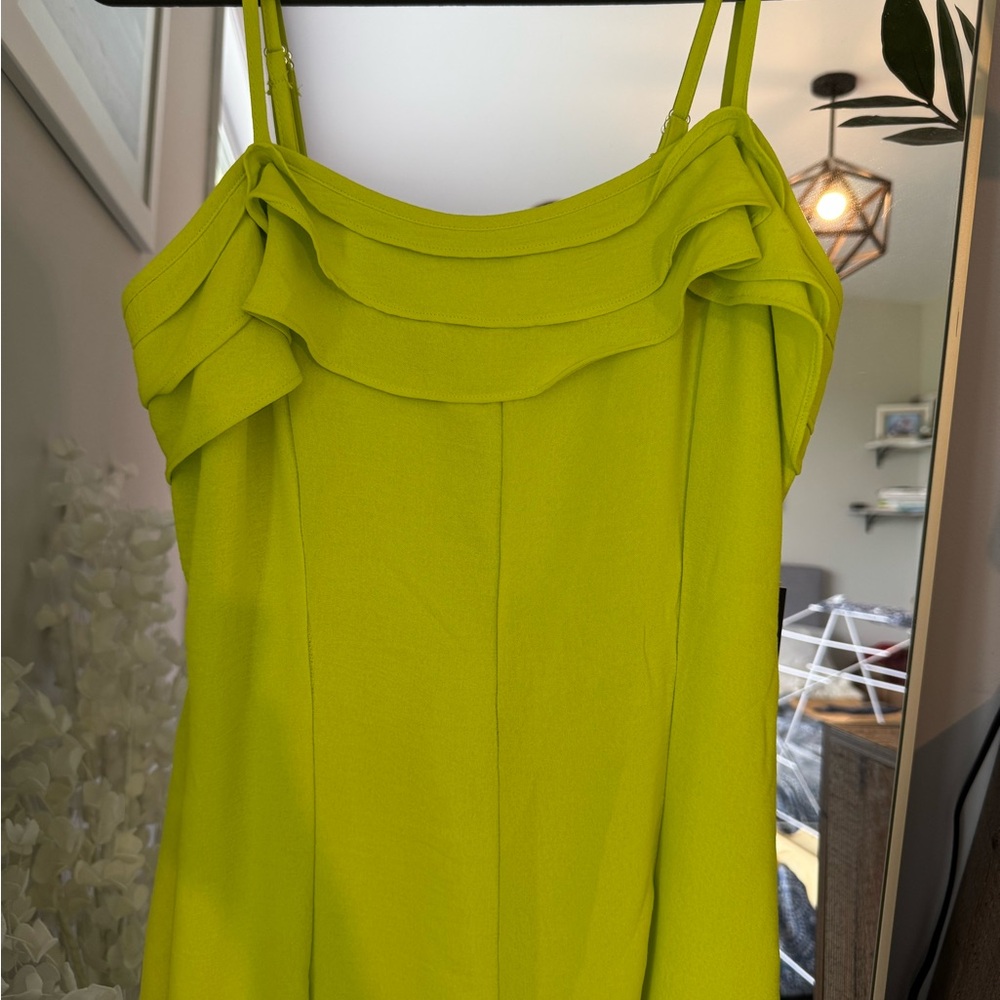 Lime Green Ruffle Dress - Picture 4 of 5